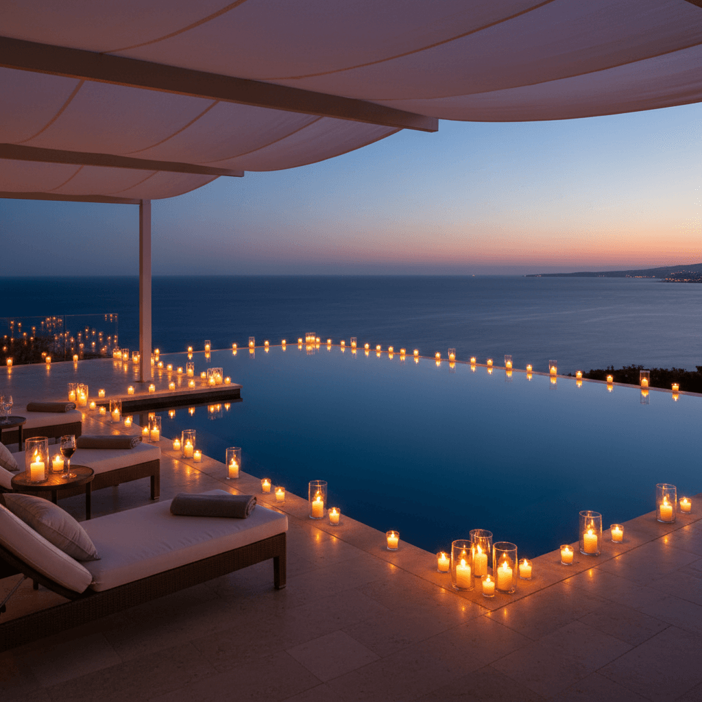 Piscine à débordement avec vue océan