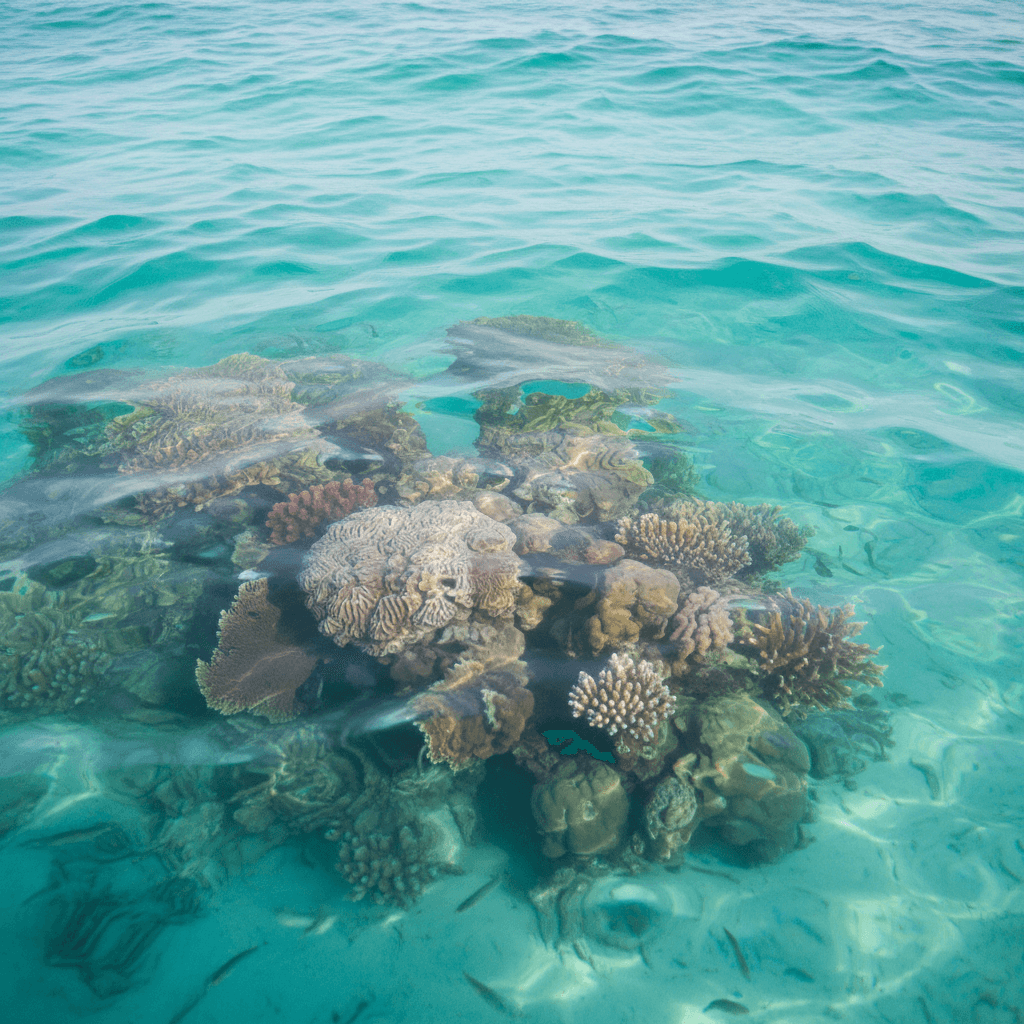 Récif de corail et eaux cristallines de la lagune mauricienne